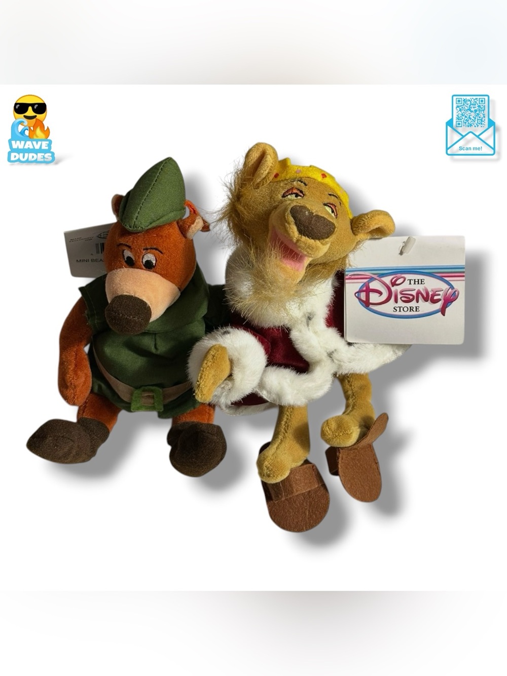 The Disney Store Robin Hood Little John & Prince John Mini Plush Set